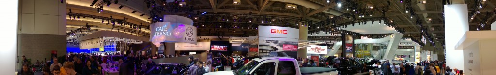 A panoramic of the General Motors pavilion.